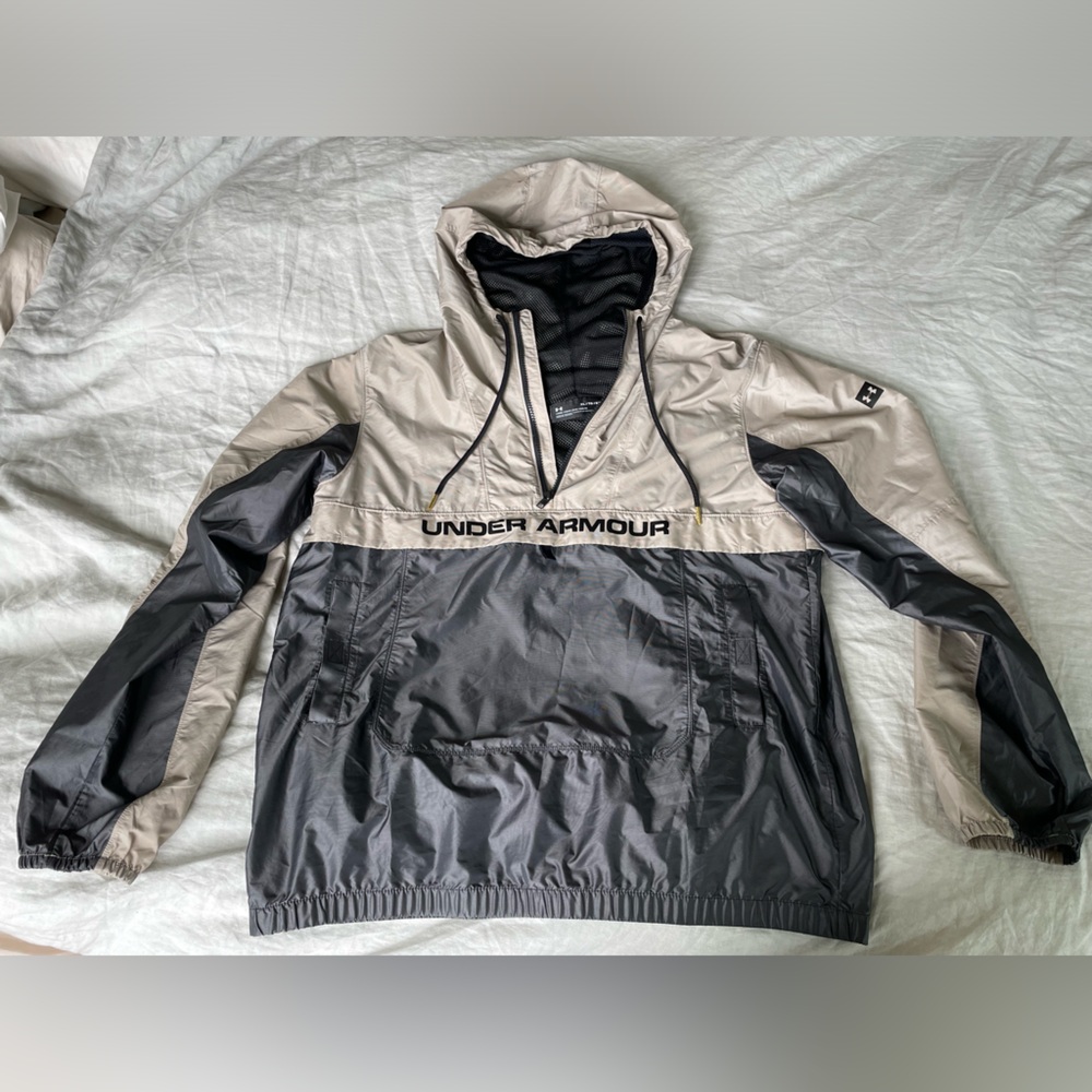Under Armour Pullover Half Zip Rain Coat Womens XLG Mens Med Loose Light Fit